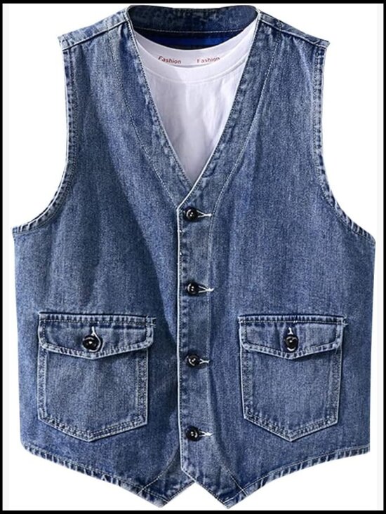 Other - Slim Fit Denim Vest Sleeveless Jacket Casual Outdoor Wear